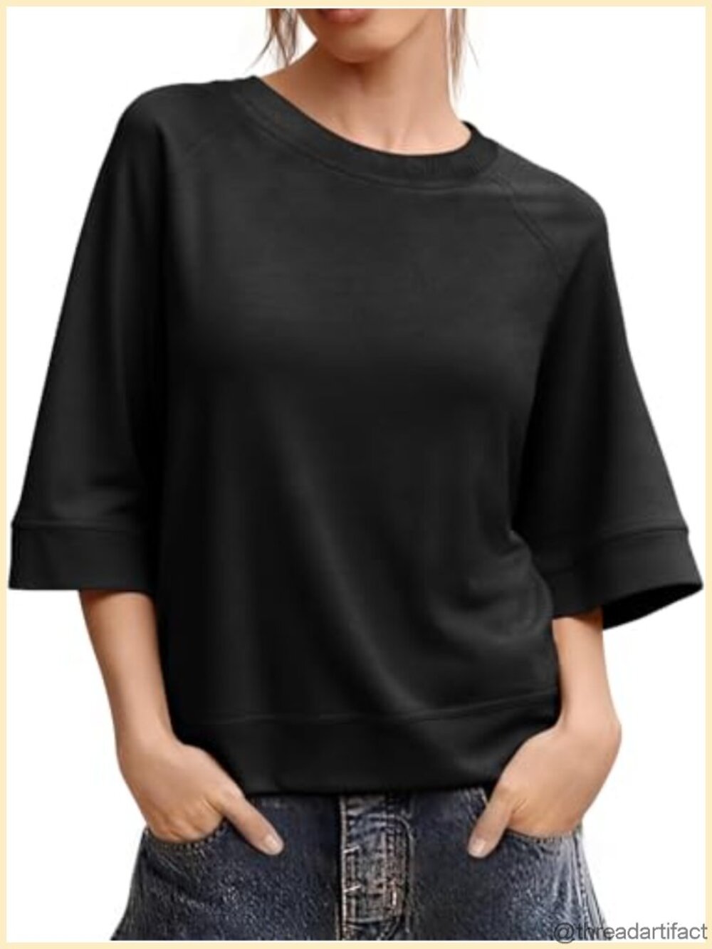 Oversized Boxy Half Sleeve Crew Neck Casual Tee Shirt